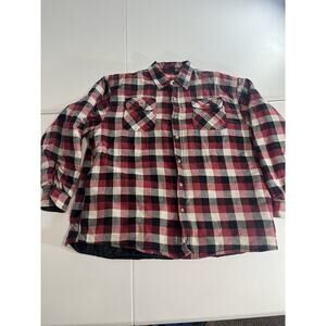 Red and White Are Plaid Wrangler Jacket Quilted Lined XL Mens Button Down